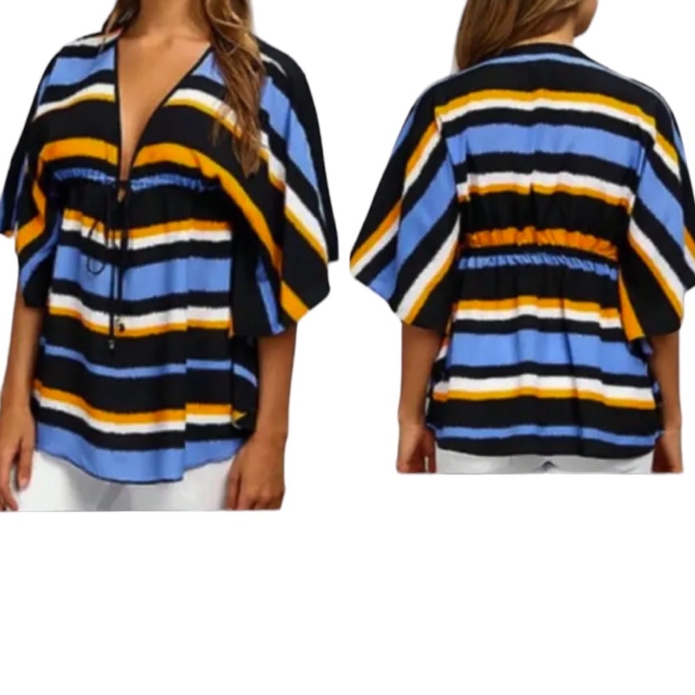 Michael Kors Striped Dolman Sleeve Blouse